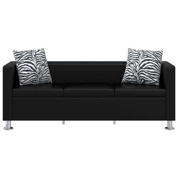 vidaXL sofa 3-pers. kunstlæder sort
