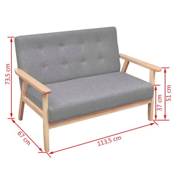 vidaXL 2-personers sofa stof lysegrå