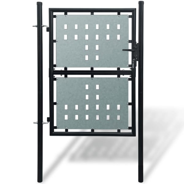 vidaXL Gjerdeport enkelt svart 100x175 cm