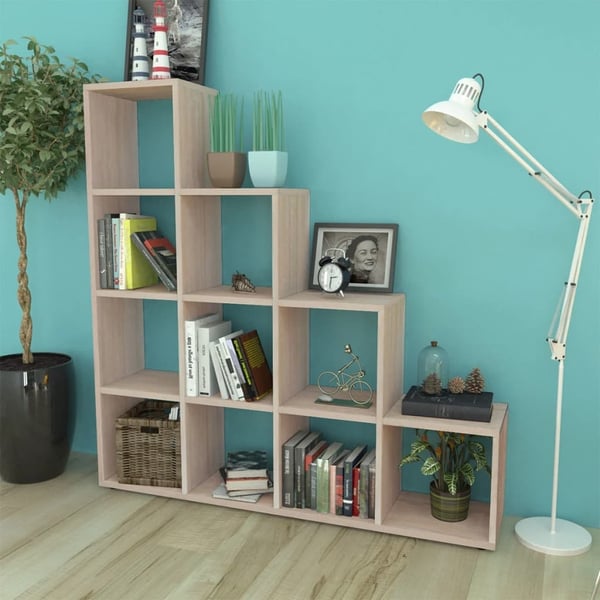 vidaXL trappeformet Bogreol/reol/displayhylde 142 cm egetræsfarve change