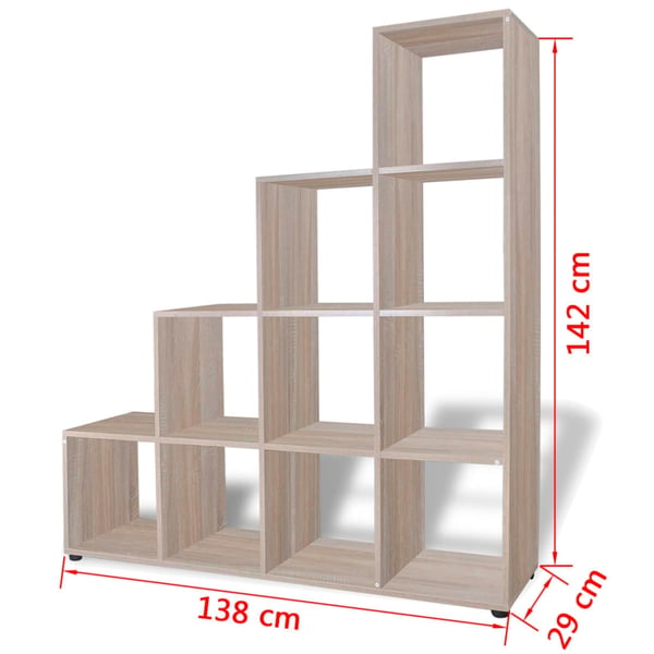 vidaXL trappeformet Bogreol/reol/displayhylde 142 cm egetræsfarve change