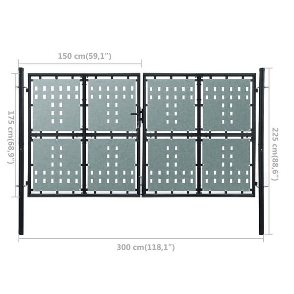 vidaXL Svart gjerdeport med én dør 300x175 cm