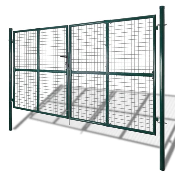 vidaXL dobbeltdørshegnslåge 300x150 cm pulverlakeret stål