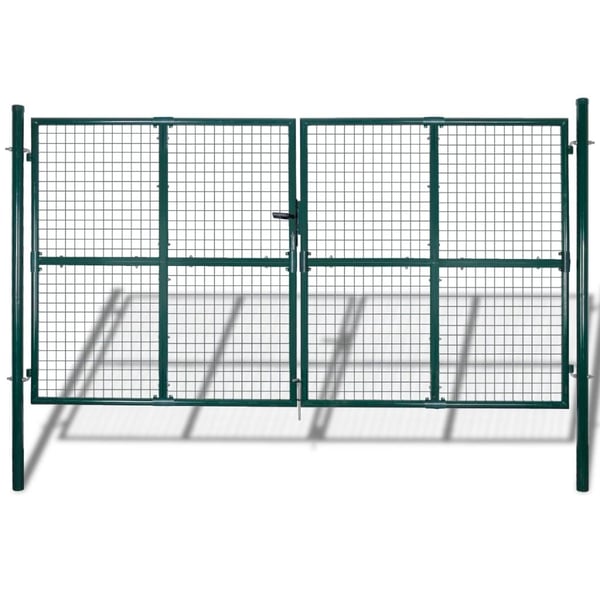 vidaXL dobbeltdørshegnslåge 300x150 cm pulverlakeret stål