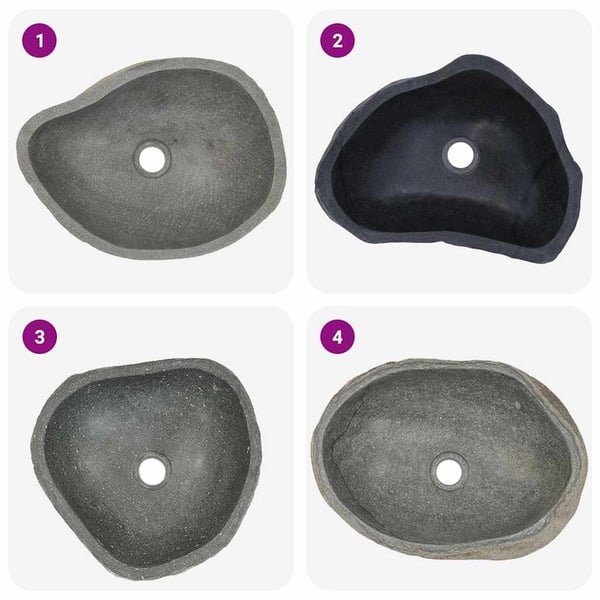 vidaXL håndvask (37-46)x(29-36) cm oval flodsten