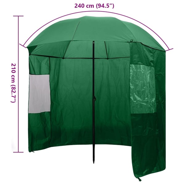vidaXL Kalastussateenvarjo Vihreä 240x210 cm