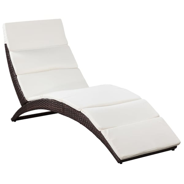 vidaXL foldbar liggestol med hynde polyrattan brun