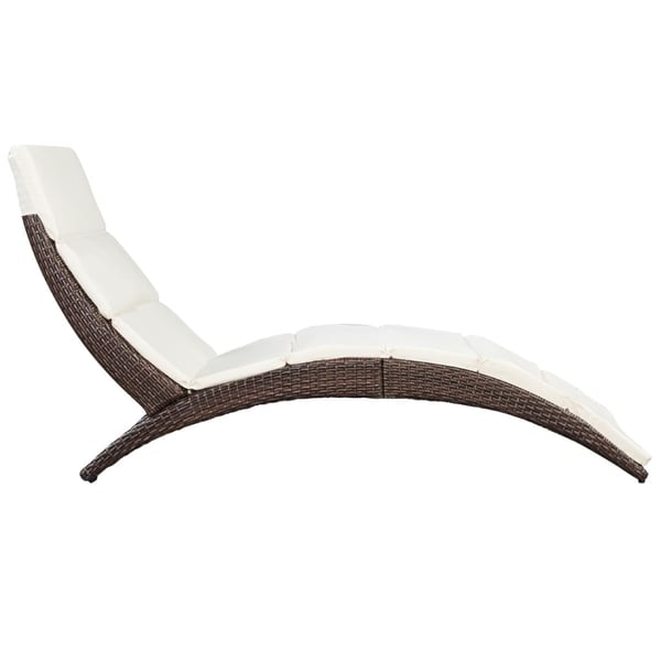 vidaXL foldbar liggestol med hynde polyrattan brun