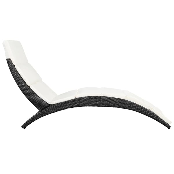 vidaXL foldbar liggestol med hynde polyrattan sort