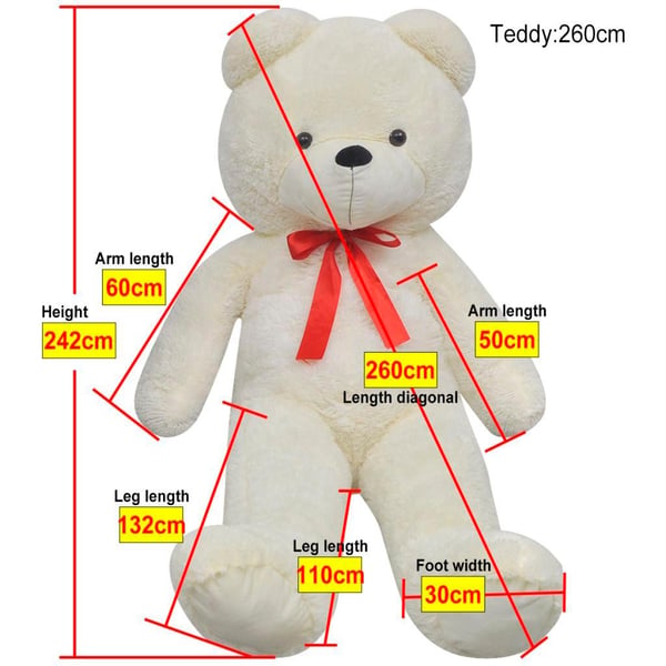 vidaXL Nalle pehmolelu Valkoinen 242 cm