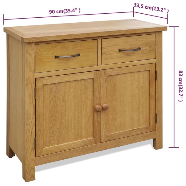 vidaXL Skänk 90x33,5x83 cm massiv ek