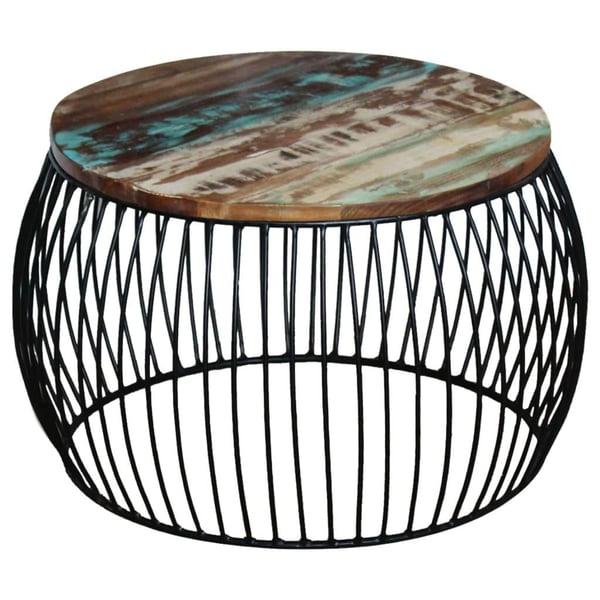 vidaXL sofabord rundt 68x37 cm massivt genbrugstræ