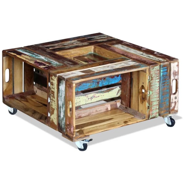 vidaXL sofabord 70x70x35 cm massivt genbrugstræ