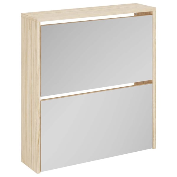 vidaXL Kenkäkaappi 2 kerrosta ja peilit Tammi 63x17x67 cm