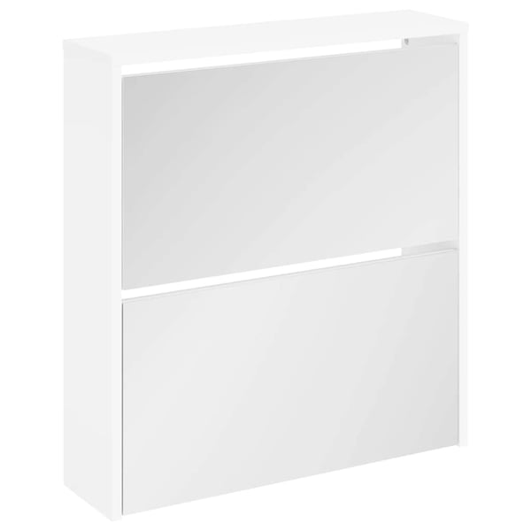 vidaXL Kenkäkaappi 2 kerrosta ja peilit Valkoinen 63x17x67 cm