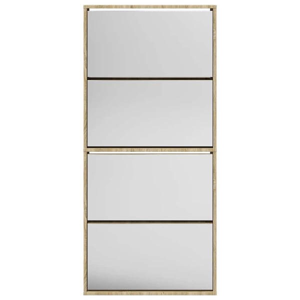 vidaXL Kenkäkaappi peileillä 4 kerrosta Tammenvärinen 63x17x134 cm