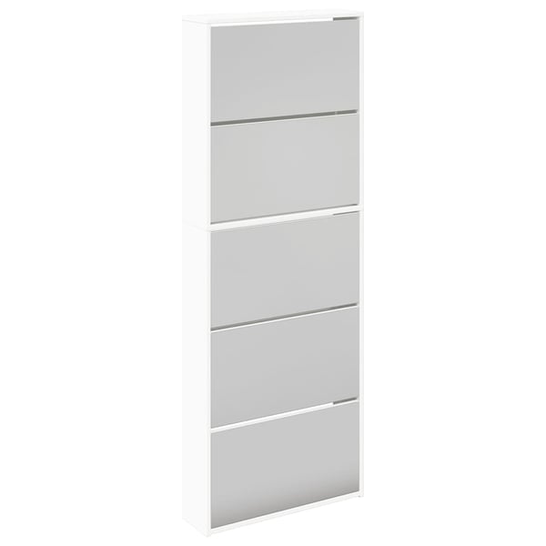 vidaXL skoskab 5 rum spejl hvid 63x17x169,5 cm