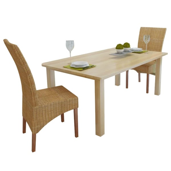 vidaXL spisebordsstole 2 stk. naturligt rattan brun