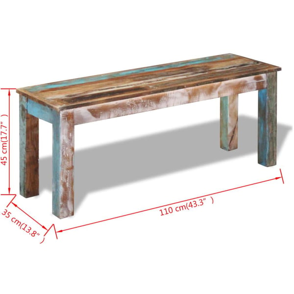 vidaXL bænk 110x35x45 cm massivt genbrugstræ