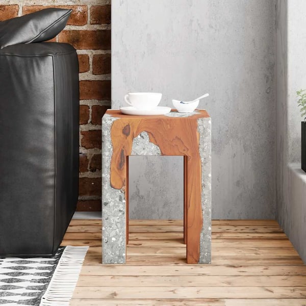 vidaXL taburet massivt teaktræ og resin