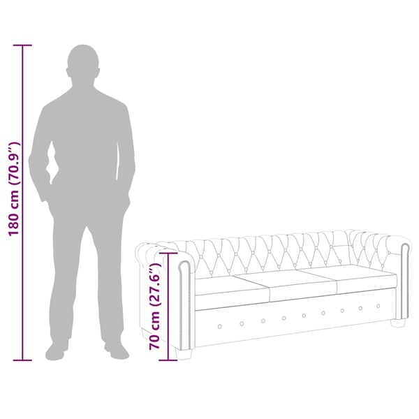vidaXL 3-personers Chesterfield sofa kunstlæder brun