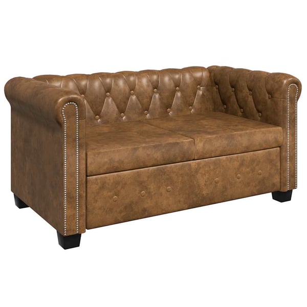 vidaXL Chesterfieldsofa 2-personers kunstlæder brun