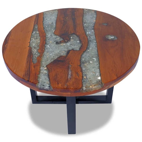 vidaXL Sofabord Teak Harpiks 60 cm change2