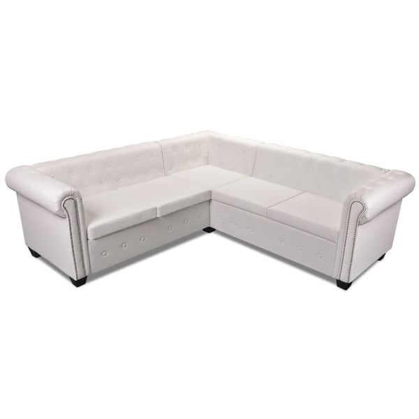 vidaXL 5-personers sofa Chesterfield-look kunstlæder hvid