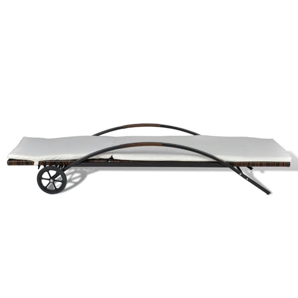 vidaXL liggestol med hynde & hjul polyrattan brun