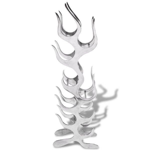 vidaXL Vinstativ Flammeformet Aluminium Sølv 9 flasker
