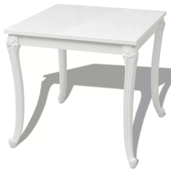 vidaXL Spisebord 80x80x76 cm Høyglans Hvit