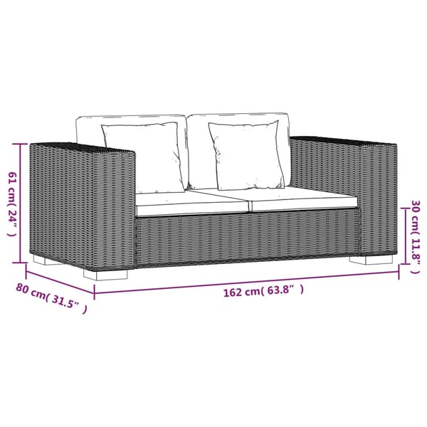 vidaXL 2-personers sofasæt i syv dele ægte rattan