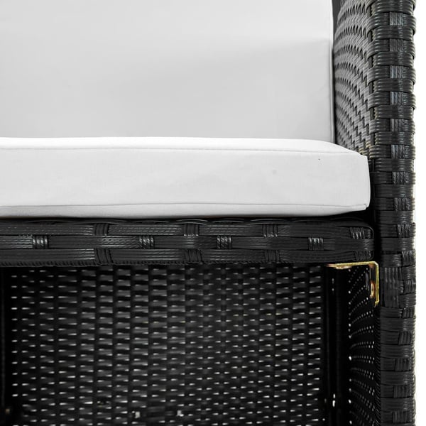 vidaXL udendørs spisebordssæt 5 dele med hynder polyrattan sort