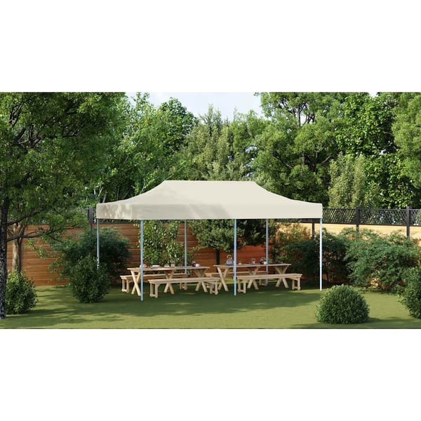 vidaXL foldbart pavillontelt pop-up 3 x 6 m cremehvid