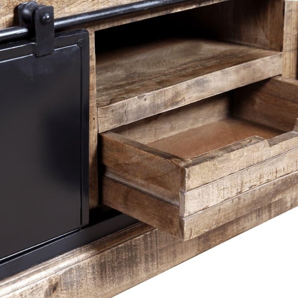 vidaXL tv-bord med 2 skydedøre i massivt mangotræ 110 x 30 x 45 cm