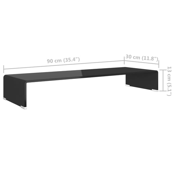 vidaXL TV-benk glass svart 90x30x13 cm