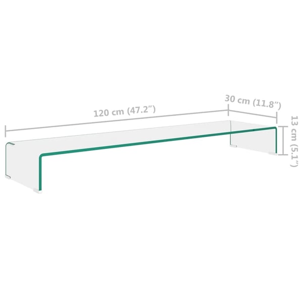 vidaXL TV-benk glass klar 120x30x13 cm