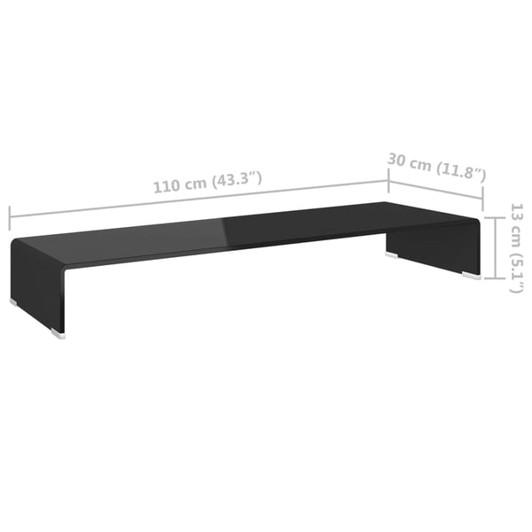 vidaXL TV-benk glass svart 110x30x13 cm