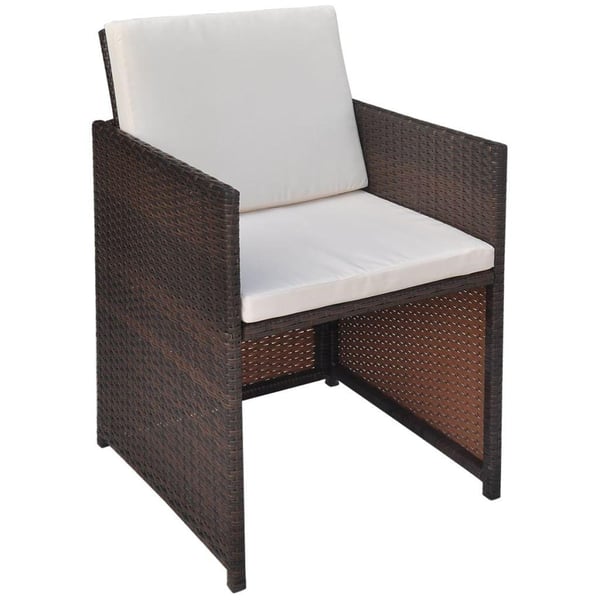 vidaXL havestole 2 stk. med hynder og puder polyrattan brun