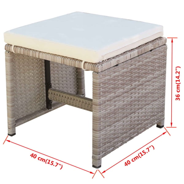 vidaXL udendørs spisebordssæt 13 dele med hynder polyrattan beige