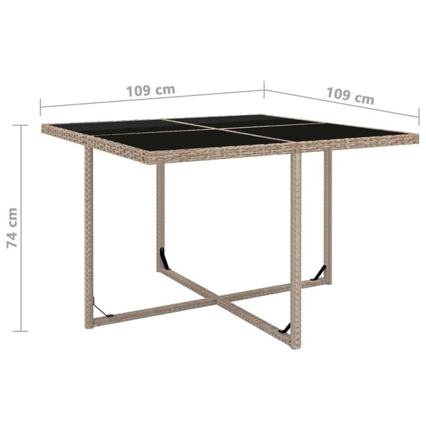 vidaXL udendørs spisebordssæt 9 dele med hynder polyrattan beige