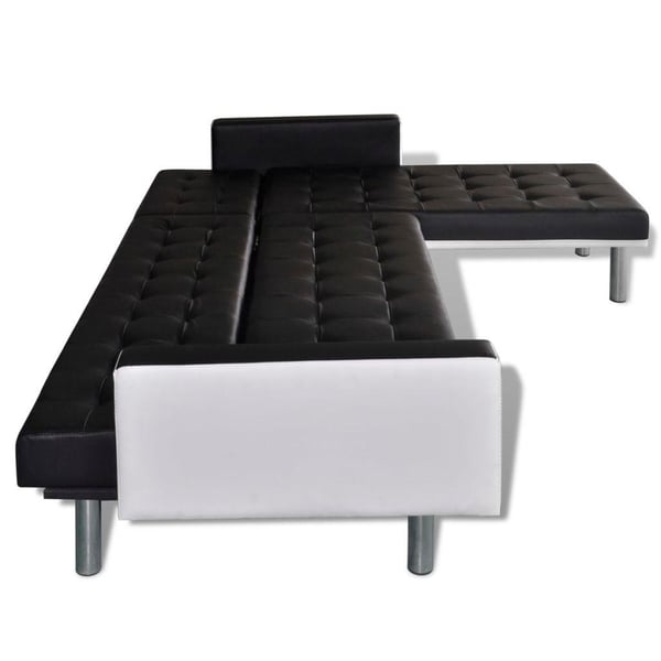 vidaXL L-formad bäddsoffa konstläder svart