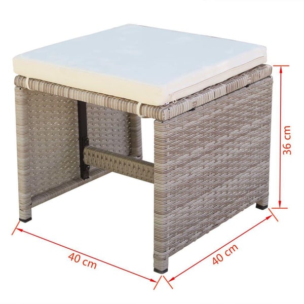 vidaXL udendørs spisebordssæt 5 dele med hynder polyrattan beige