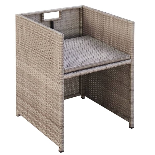 vidaXL udendørs spisebordssæt 9 dele med hynder polyrattan beige