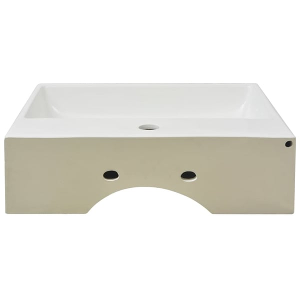 vidaXL Servant med kranhull keramisk hvit 51,5x38,5x15 cm