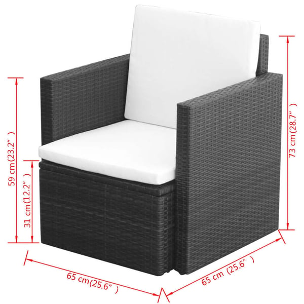 vidaXL havestol med hynder polyrattan brun