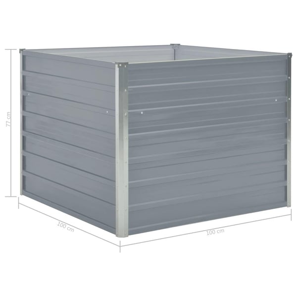 vidaXL Forhøyet hagebed 100x100x77 cm galvanisert stålgrå