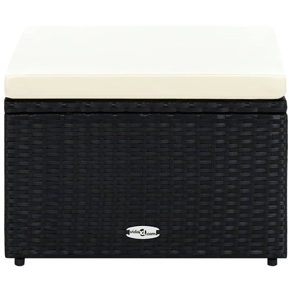 vidaXL fodskammel ottoman i polyrattan 53 x 53 x 30 cm sort
