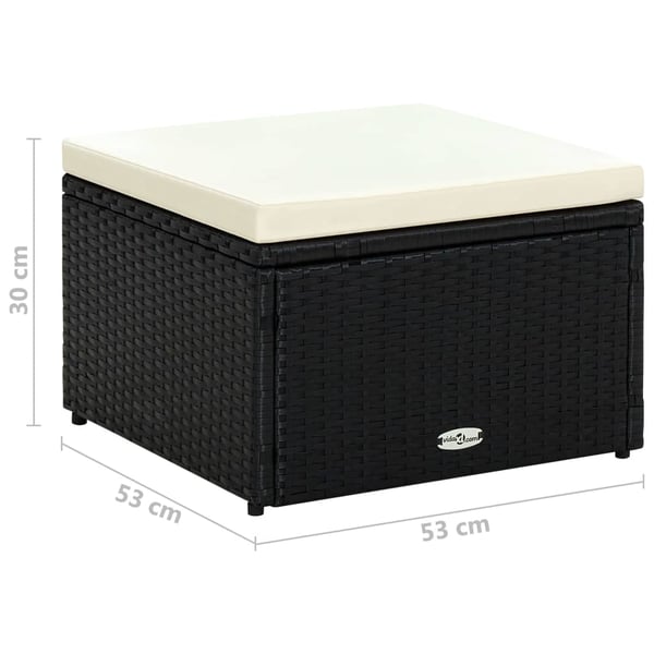 vidaXL fodskammel ottoman i polyrattan 53 x 53 x 30 cm sort