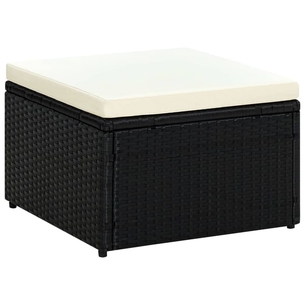 vidaXL fodskammel ottoman i polyrattan 53 x 53 x 30 cm sort